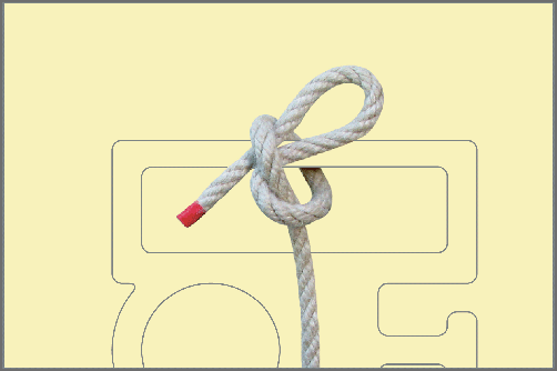Seemannsknoten - Slipstek / Anleitung Schritt 3: Stecken Sie die Bucht (Schlaufe) soweit durch das Auge, dass ein Rest des losen Endes außerhalb des Auges verbleibt.
